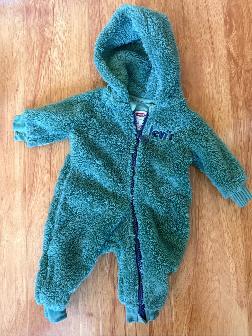 Levi's Teal Plush Hooded Baby One-Piece 3M